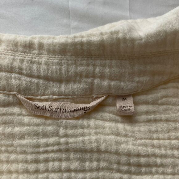 Soft Surroundings Long Sleeve Collared Yellow Shirt Size Medium Women’s - Picture 7 of 12